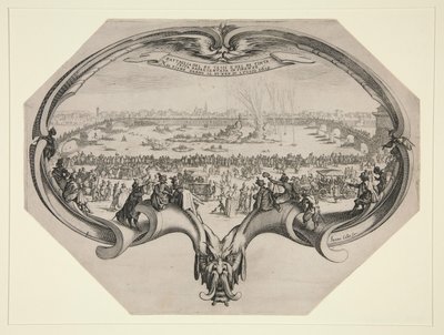 Festival for farger og vevere i Firenze, 25. juli 1619 på Arno. av Jacques Callot