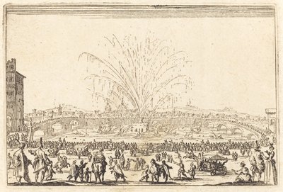 Fyrverkeri på Arno, Firenze av Jacques Callot