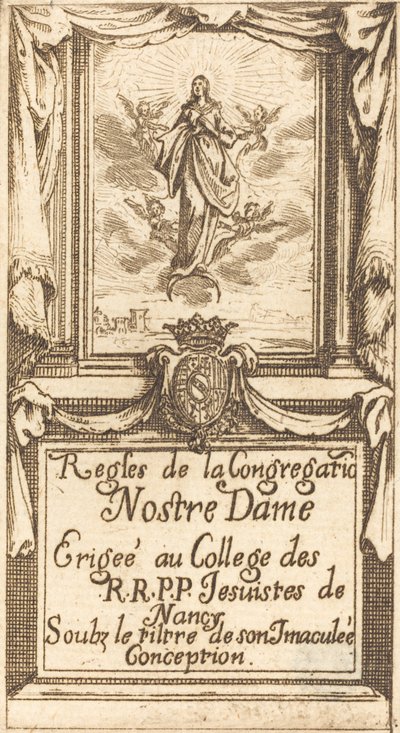 Frontispice for Reglene for Vår Frue Orden av Jacques Callot