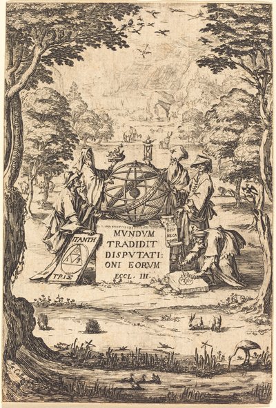 Frontispice for the Sacred Cosmologia (Tittel med astrologer) av Jacques Callot