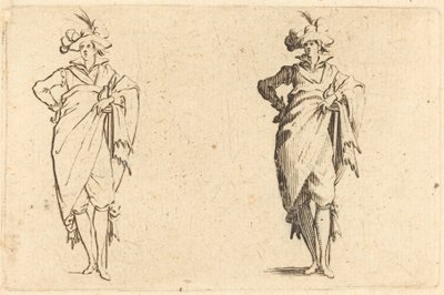 Gentleman sett forfra med hånden på hoften, ca. 1622. av Jacques Callot
