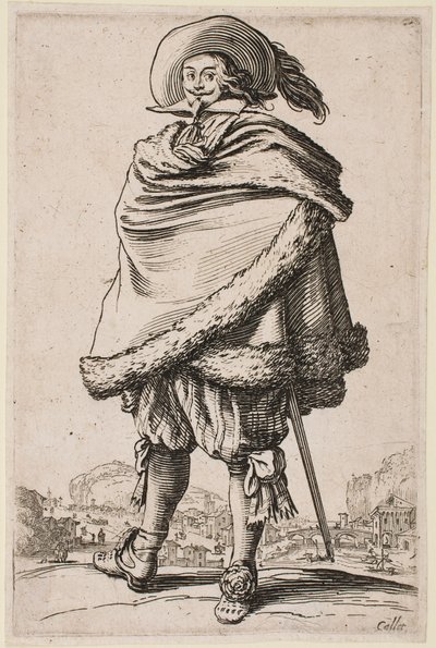 Gentleman Wrapped in a Fur-Trimmed Cloak, fra serien «The Nobility» av Jacques Callot
