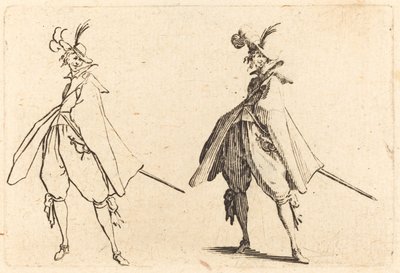 Gentleman i stor mantel, sett forfra av Jacques Callot