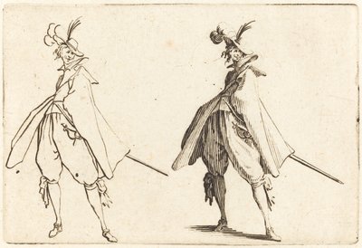 Gentleman i stor mantel, sett forfra av Jacques Callot