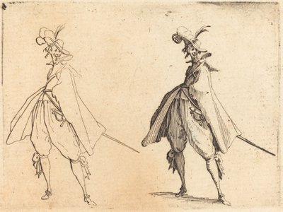 Gentleman in Large Mantle, Front View, ca. 1617. av Jacques Callot