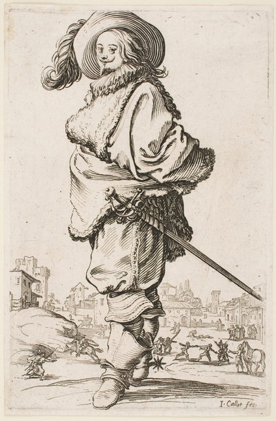 Gentleman in a Fur-Trimmed Cloak, fra serien «The Nobility of Lorraine» av Jacques Callot