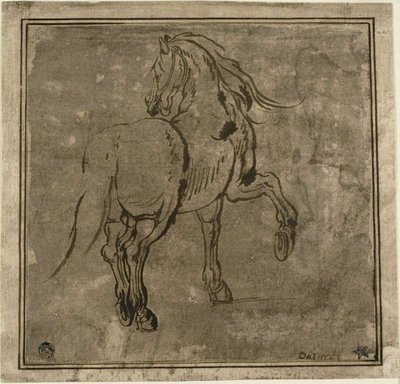 Hest, sett tre kvarter bakfra av Jacques Callot