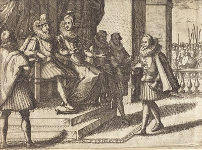 Konge og dronning i samråd om tyrkerne [recto], 1612. av Jacques Callot