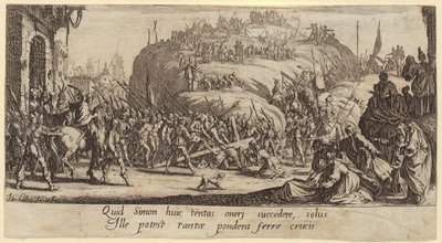 Korsbæringen, blad 6 i serien «Den store pasjonen» av Jacques Callot
