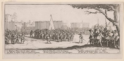 Enrolling the Troops, illustrasjon fra The Large Miseries of War av Jacques Callot
