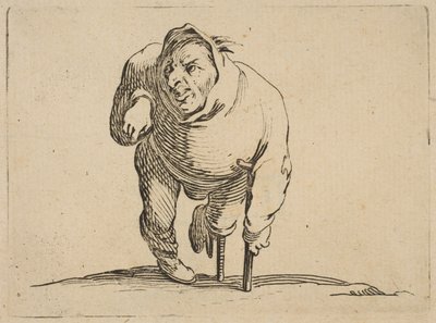 Krøblingen med en krykke og en tre ..., 1616-22. av Jacques Callot