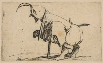 LEstropié au Capuchon The Beggar Wearing a Hood, fra Varie Figure Gobbi, suite appe..., 1616-22. av Jacques Callot