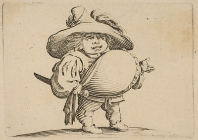 Mann med stor mage dekorert med knapperad Mann med stor mage dekorert med..., 1616-22. av Jacques Callot