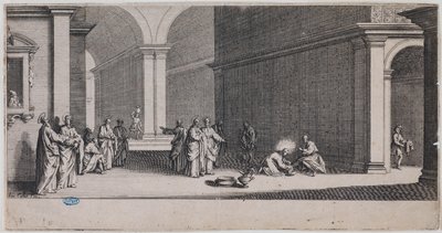 Den store pasjonen, Fotvaskingen. Første blad i en serie på 7 blad (Lieure 281, Meaume 12) av Jacques Callot