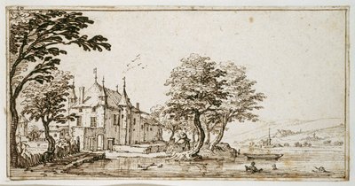 La Vieille Malgrange (penn og brunt blekk på papir) av Jacques Callot