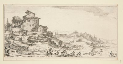 La chasse au cerf (Hjortejakt nær herregården), fra Landscapes for Giovanni de Medici av Jacques Callot
