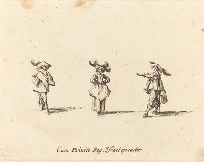 Dame med store skyer, og to herrer av Jacques Callot