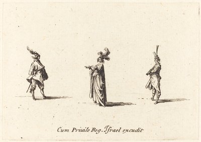 Dame med Plumed Hat, og To Gentlemen av Jacques Callot