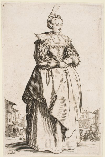 Lady with a Raised Cap, fra serien «The Nobility of Lorraine» av Jacques Callot