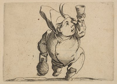 Le Beveur vu de Face Drikkeren sett forfra, fra Varie Figure Gobbi, dress..., 1616-22. av Jacques Callot