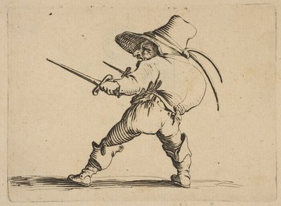 Duelisten med sverd og daggar, fra Varie ..., 1616-22. av Jacques Callot