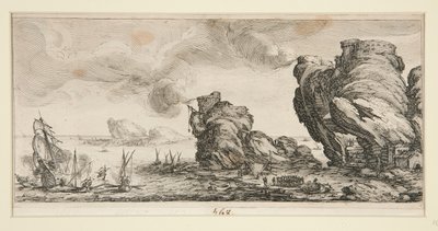 Le combat naval (sjøkamp), fra Landscapes for Giovanni de Medici av Jacques Callot