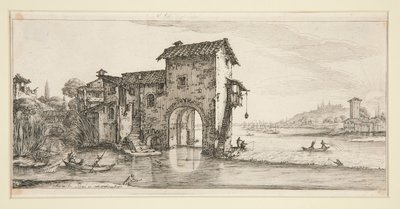 Le moulin a eau (Møllen på vannet), fra Landscapes for Giovanni de Medici av Jacques Callot