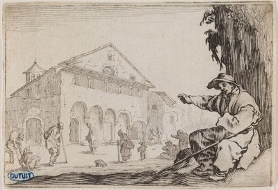Innfallene, Hospitset. Trettiåttende nummer i serien på 50 trykk gravert i Nancy (Lieure 465, Meaume 843) av Jacques Callot