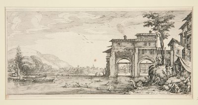 Les baigneurs (Baderne), fra Landscapes for Giovanni de Medici av Jacques Callot