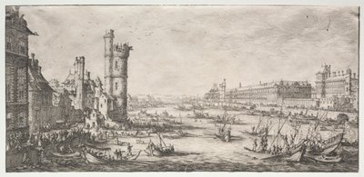 De to flotte utsiktene over Paris: Utsikt over Louvre, 1628-1630. av Jacques Callot