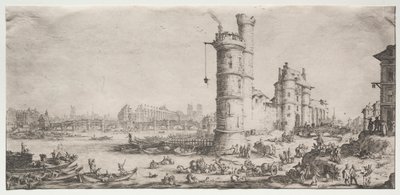 De to flotte utsiktene over Paris: Utsikt over Pont Neuf av Jacques Callot