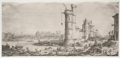 De to flotte utsiktene over Paris: Utsikt over Pont Neuf, 1628-1630. av Jacques Callot