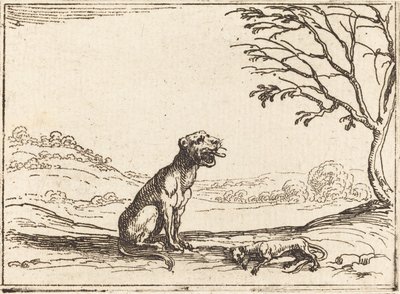 Løvinne sørger over ungen sin av Jacques Callot