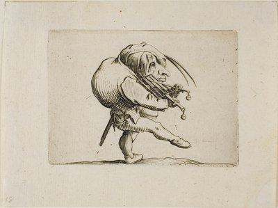 Man Playing a Grill as a Fiolin, fra Varie Figure Gobbi av Jacques Callot