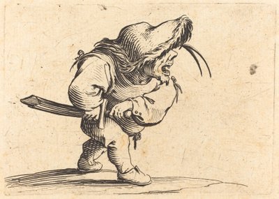 Mann som forbereder seg på å trekke sverdet sitt av Jacques Callot