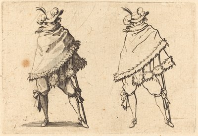 Mann svøpt i sin mantel av Jacques Callot