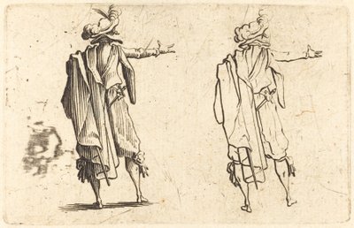 Mann sett bakfra med høyre arm utstrakt av Jacques Callot