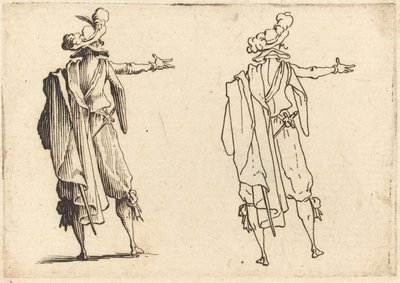 Mann sett bakfra med høyre arm utstrakt av Jacques Callot