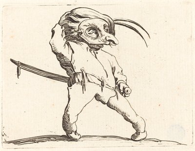 Maskert mann med vridde føtter av Jacques Callot