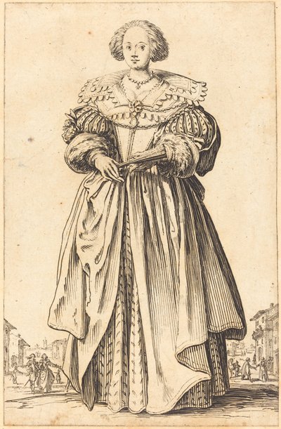 Edel kvinne med vifte av Jacques Callot