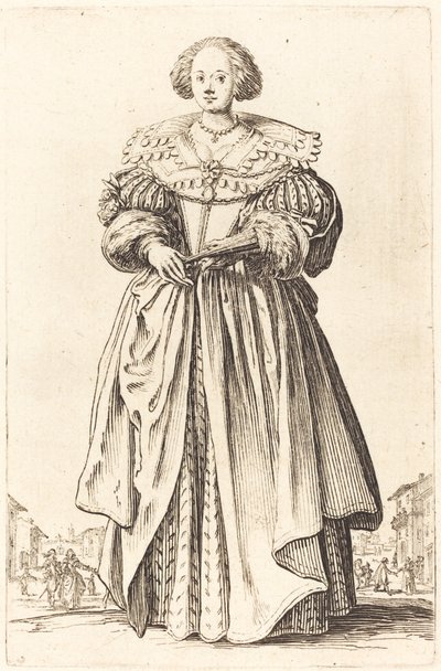Edel kvinne med vifte av Jacques Callot