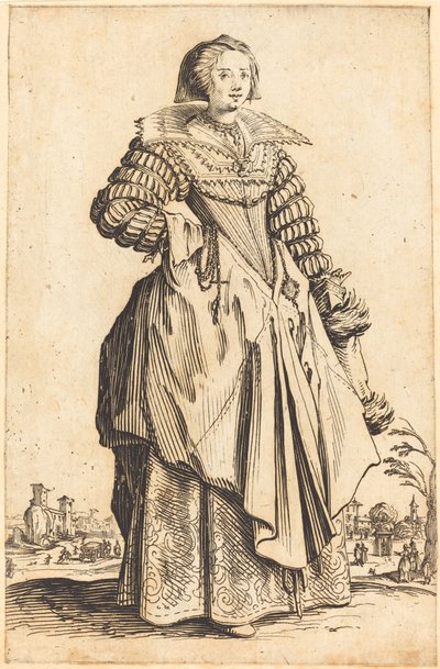 Edel kvinne med stor krage av Jacques Callot