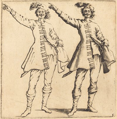 Offiser, med utstrakt arm, sett forfra av Jacques Callot