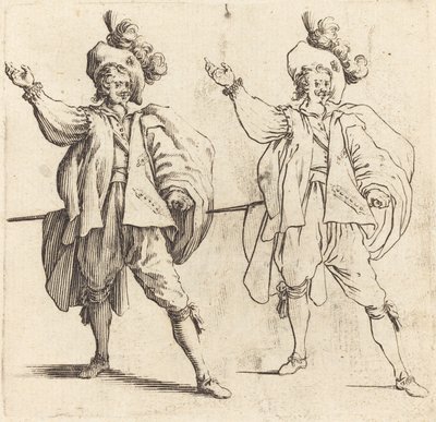 Offiser med stor skygge, sett forfra av Jacques Callot