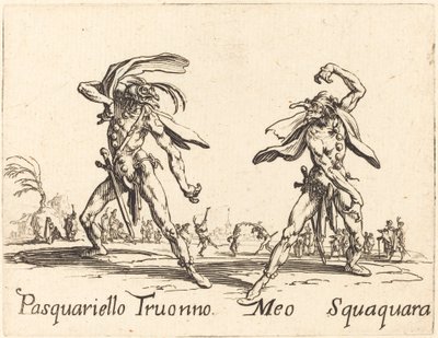 Pasquariello Truonno og Meo Squaquara, ca. 1622. av Jacques Callot
