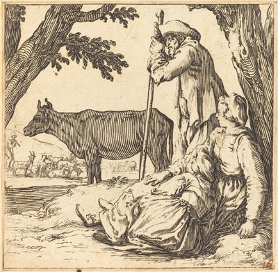 Bondepar med ku av Jacques Callot