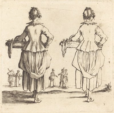 Bondekvinne med kurv, sett bakfra av Jacques Callot