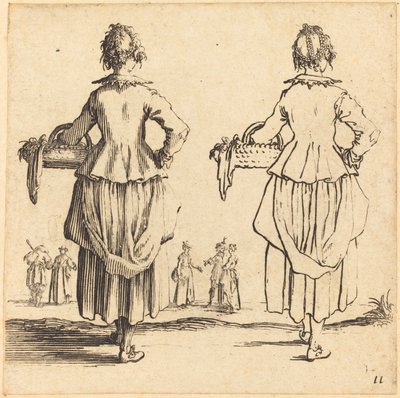 Bondekvinne med kurv, sett bakfra av Jacques Callot