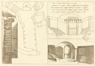 Plan og høyde over Den hellige fødselskirke av Jacques Callot