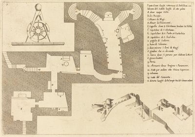 Plan over alle de viktige stedene i Betlehem av Jacques Callot